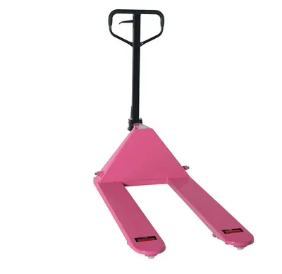 Vestil PM5-2748-PINK pallet jack shown from an alternate angle