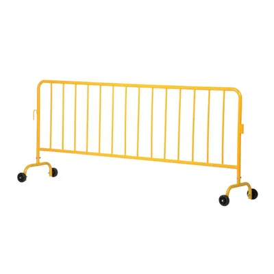 Vestil PRAIL-102-Y-WW Steel Crowd Control Interlocking Barrier with Wheeled Feet