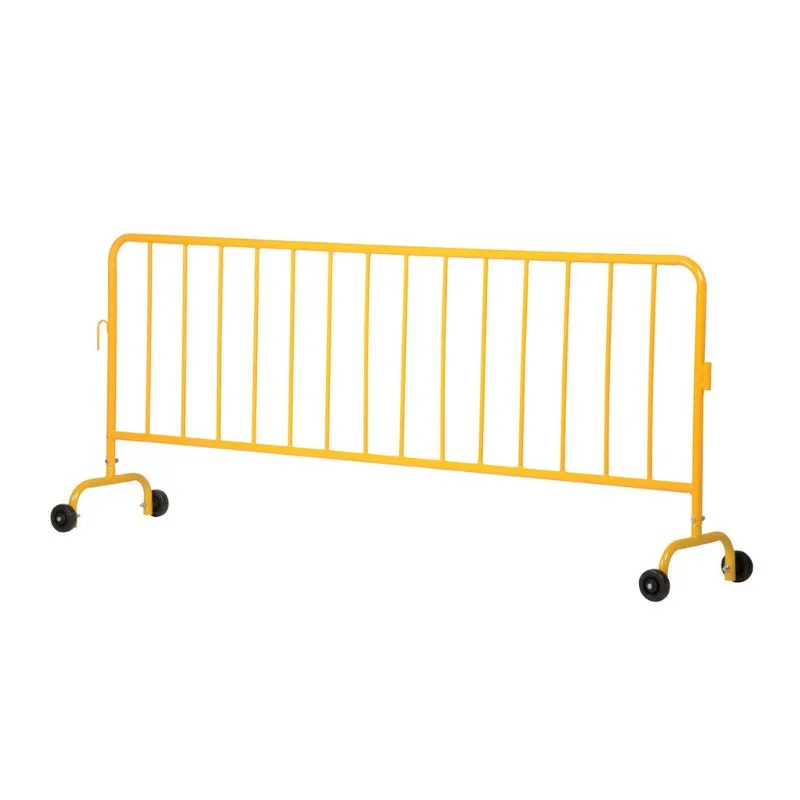 Vestil PRAIL-102-Y-WW Steel Crowd Control Interlocking Barrier with Wheeled Feet