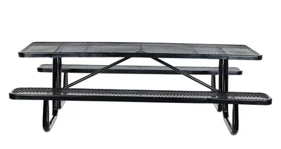 Vestil PT-MX-3096-BK Steel Picnic Table Expanded Metal Rectangle Top