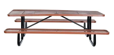 Vestil PT-MX-3096-BN Steel Picnic Table Expanded Metal Rectangle Top