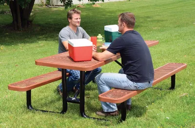 Vestil PT-MX-3096-BN Steel Picnic Table Expanded Metal Rectangle Top