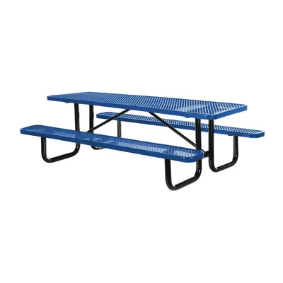 Vestil PT-MX-3096-BL Steel Picnic Table Expanded Metal Rectangle Top