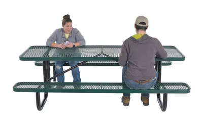 Vestil PT-MX-3096-GN Steel Picnic Table Expanded Metal Rectangle Top
