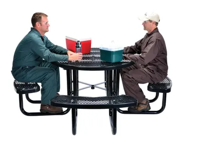 Vestil PT-MX-RT-46-BK Steel Picnic Table Expanded Metal Round Top