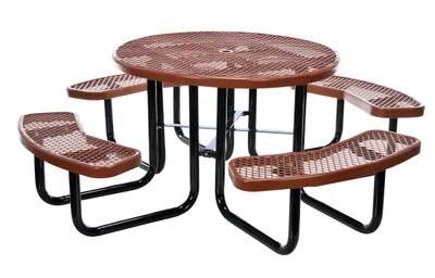 Vestil PT-MX-RT-46-BN Steel Picnic Table Expanded Metal Round Top