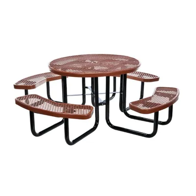 Vestil PT-MX-RT-46-BN Steel Picnic Table Expanded Metal Round Top