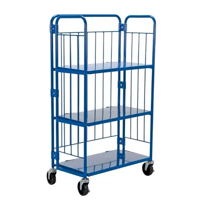 Vestil ROL-1834-3 Steel Foldable/Nestable Roller Container 3 Shelf