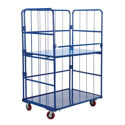 Vestil ROL-3143-2 Steel Foldable/Nestable Roller Container 2 Shelf