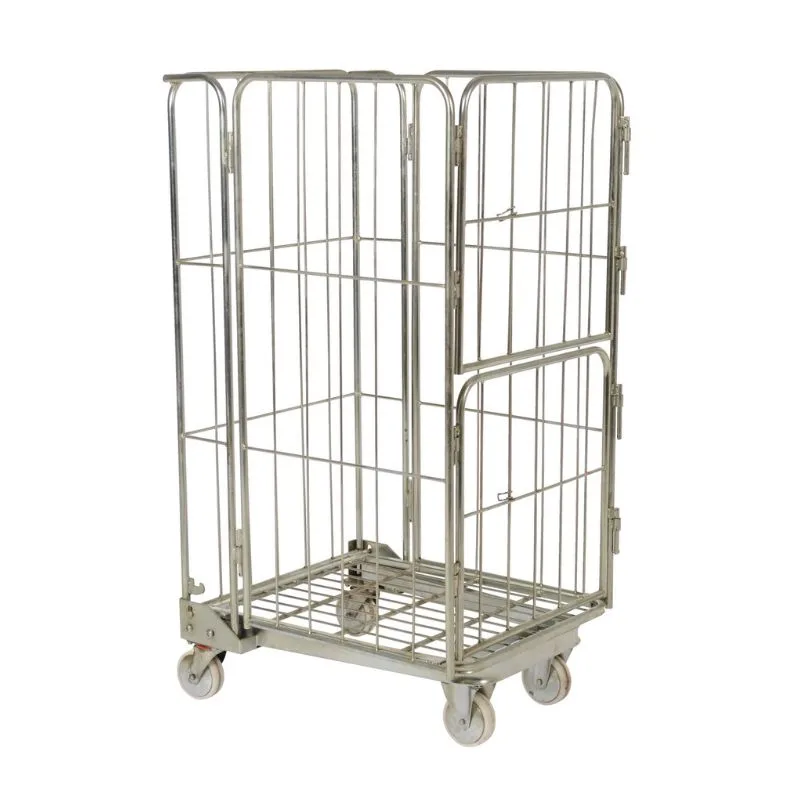 Vestil ROL-95 Galvanized Steel FoldableNestable Roller Container 1 Shelf