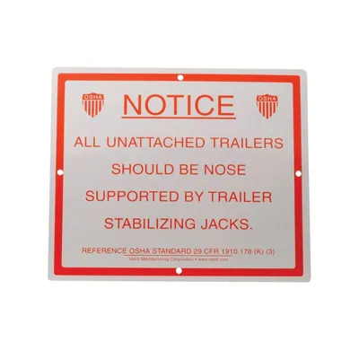 Vestil SJS-1012 Stabilizing Trailer Instruction Sign