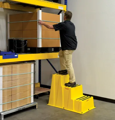 Vestil SPN-3-YL step stool shown from an alternate angle
