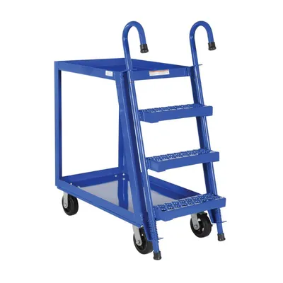 Vestil SPS2-2236-6MR Steel Stock Picker 2 Shelf with Rubber On Steel Casters 1000 Lb. Capacity