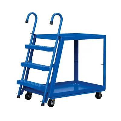 Vestil SPS2-2848-5PU Steel Stock Picker 2 Shelf with Polyurethane On Steel Casters 1000 Lb. Capacity
