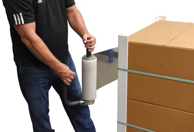 Vestil SW-HAND-BG stretch wrapping shown from an alternate angle