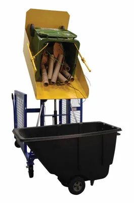 Vestil TCD-U-48-DC dumper shown from an alternate angle