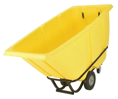 Vestil TDT-50-MD-YELLOW tilt truck shown from an alternate angle