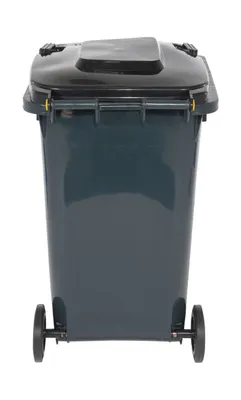 Vestil TH-64-GY trash can shown from an alternate angle