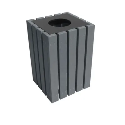 Vestil TR-PSQ-22-BK-CH 100% Recycled Plastic Square Trash Receptacle