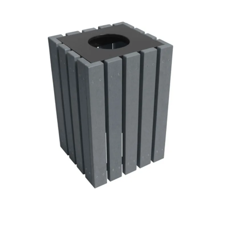 Vestil TR-PSQ-22-BK-CH 100% Recycled Plastic Square Trash Receptacle