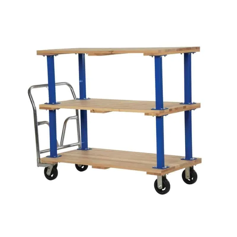 Vestil VHPTTD-2754 Hardwood Triple Deck Platform Cart
