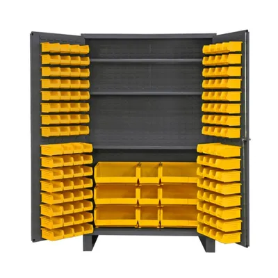 Vestil VSC-JC-137 Steel/Plastic Storage Cabinet with 137 Yellow Bins