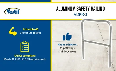 Vestil ADKR-3 Aluminum Pipe Safety Railing - product feature image