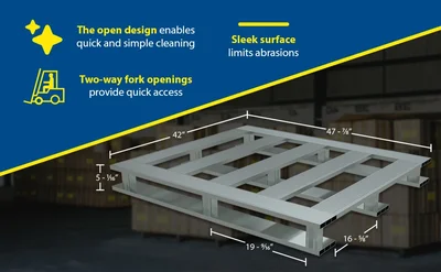 Vestil Aluminum Skid Bottom Pallet 47-7/8 In. x 42 In. x 5-1/16 In. 6000 Lb. Capacity Silver - product feature image