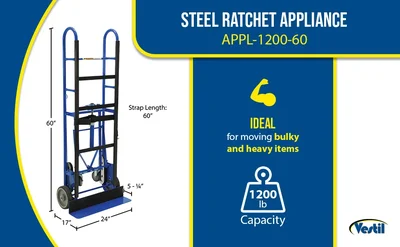 Vestil APPL-1200-60 Steel Ratchet Appliance Cart - product feature image