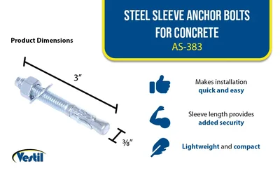 Vestil AS-383 Concrete Sleeve Anchor Bolts - product feature image