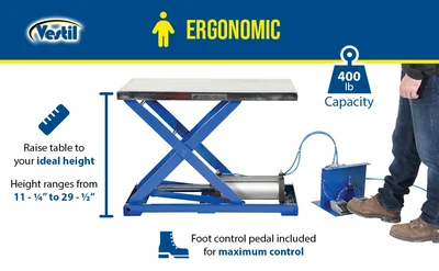 Vestil AT-20 Steel Pneumatic Scissor Lift Table - product feature image