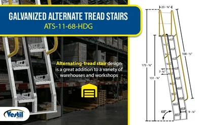 Vestil ATS-11-68-HDG Galvanized Alternate Tread Stair - product feature image
