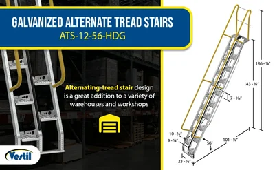 Vestil ATS-12-56-HDG Galvanized Alternate Tread Stair - product feature image