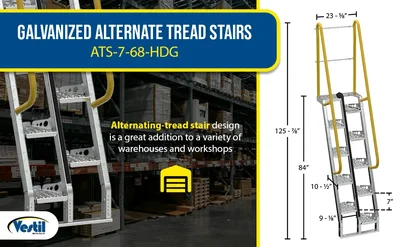 Vestil ATS-7-68-HDG Galvanized Alternate Tread Stair - product feature image