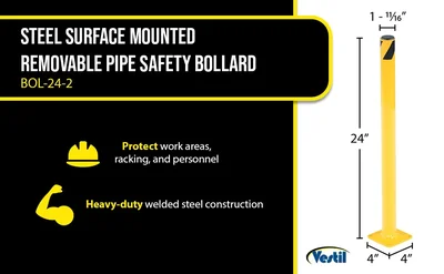 Vestil BOL-24-2 Steel Pipe Safety Bollard - product feature image