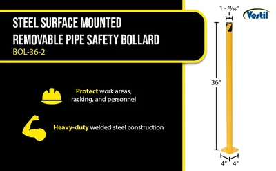 Vestil BOL-36-2 Steel Pipe Safety Bollards - product feature image