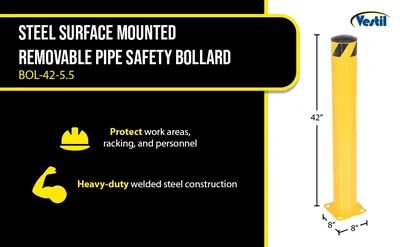 Vestil BOL-42-5.5 Steel Pipe Safety Bollards - product feature image