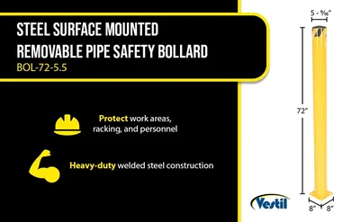 Vestil BOL-72-5.5 Steel Pipe Safety Bollard - product feature image