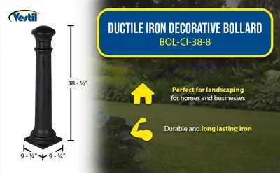 Vestil BOL-CI-38-8 Ductile Iron Decorative Bollard - product feature image