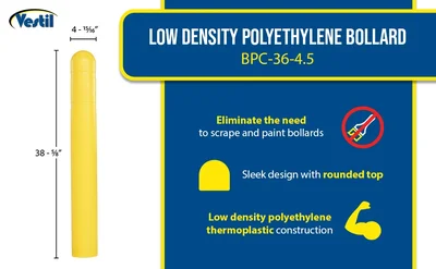 Vestil BPC-36-4.5 Low-Density Polyethylene Bollard Post Cover - product feature image