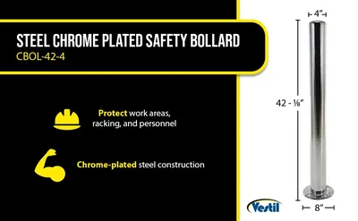 Vestil CBOL-42-4 Steel Chrome Plated Safety Bollard - product feature image