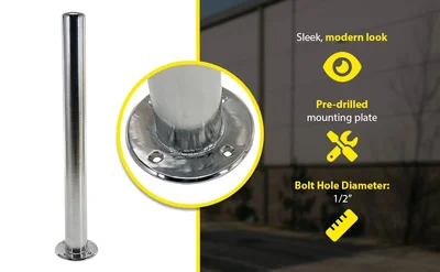Vestil CBOL-42-4 Steel Chrome Plated Safety Bollard - product feature image