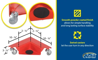 Vestil CMD-S-300-4PK Corner Mover Dolly Steel - product feature image