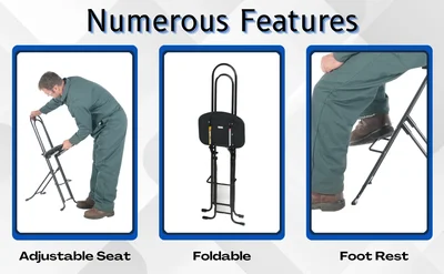 Vestil CPRO-800LP Steel Height Ergonomic Worker Chair - product feature image