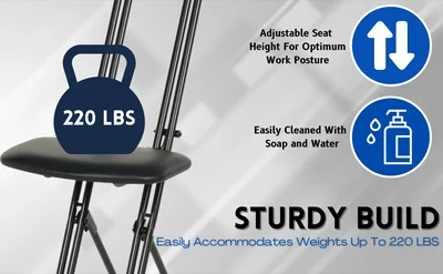 Vestil CPRO-800LP Steel Height Ergonomic Worker Chair - product feature image