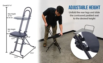 Vestil CPRO-800LP Steel Height Ergonomic Worker Chair - product feature image