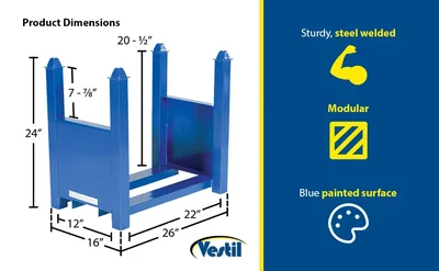 Vestil CRAD-75 Steel Stackable Bar Cradle - product feature image