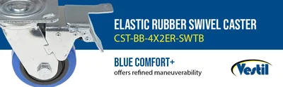 Vestil CST-BB-4X2ER-SWTB Elastic Rubber Swivel With Total Brake Caster - product feature image