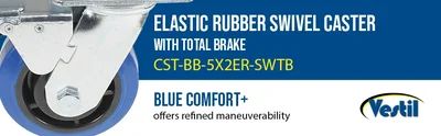 Vestil CST-BB-5X2ER-SWTB Elastic Rubber Swivel With Total Brake Caster - product feature image