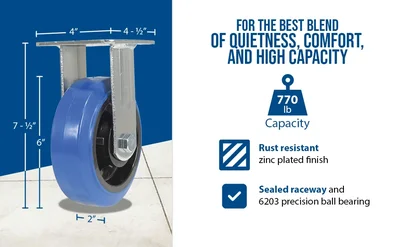 Vestil CST-BB-6X2ER-R Elastic Rubber Rigid Caster - product feature image